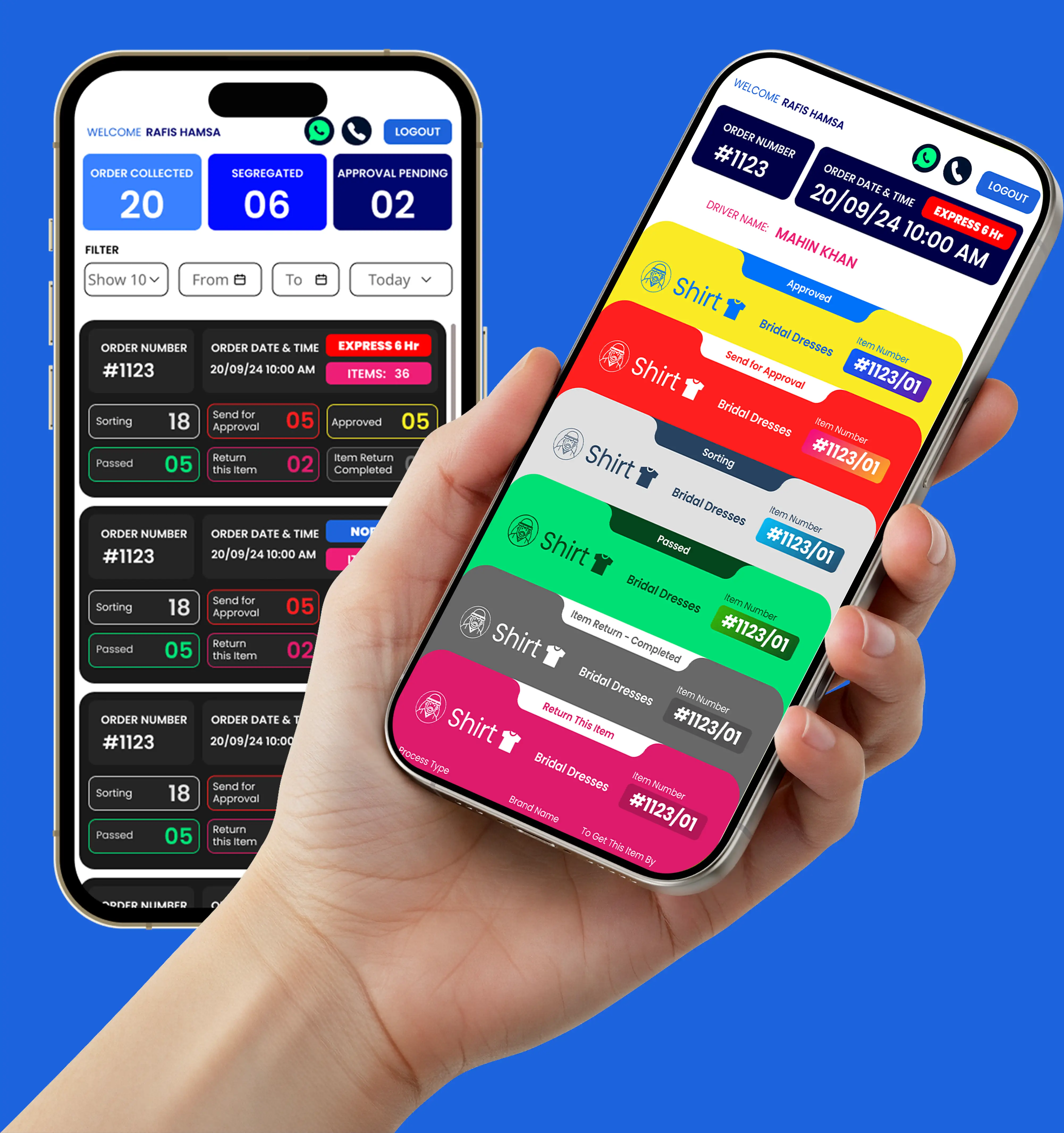mobile application image of laundristic worker tab app