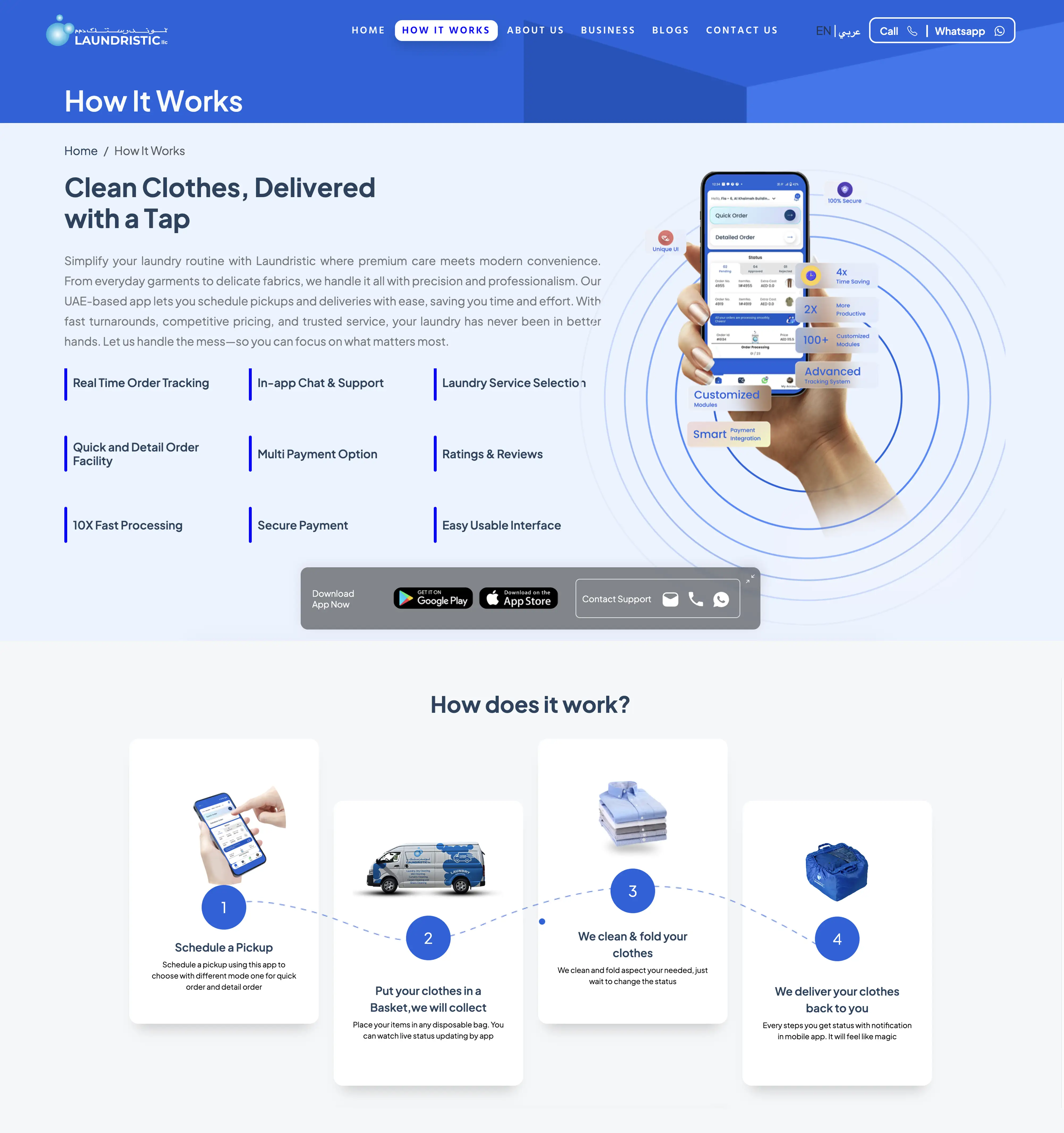 laundristic website how it works section image